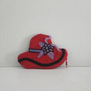 Vintage 'Red Hat Society' Hand Beaded Coin Purse/Pouch